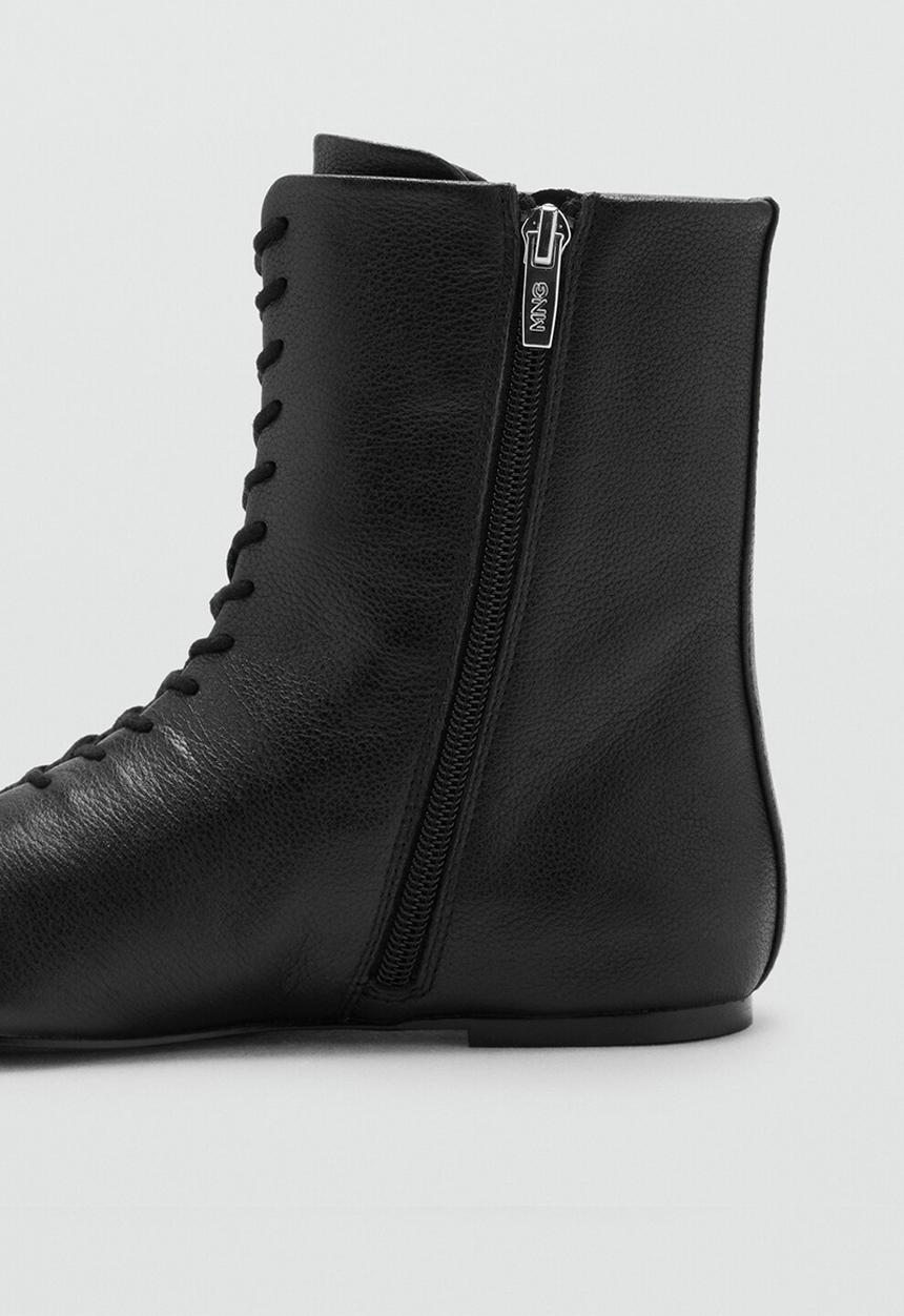 MANGO - Faro leather ankle boot - black
