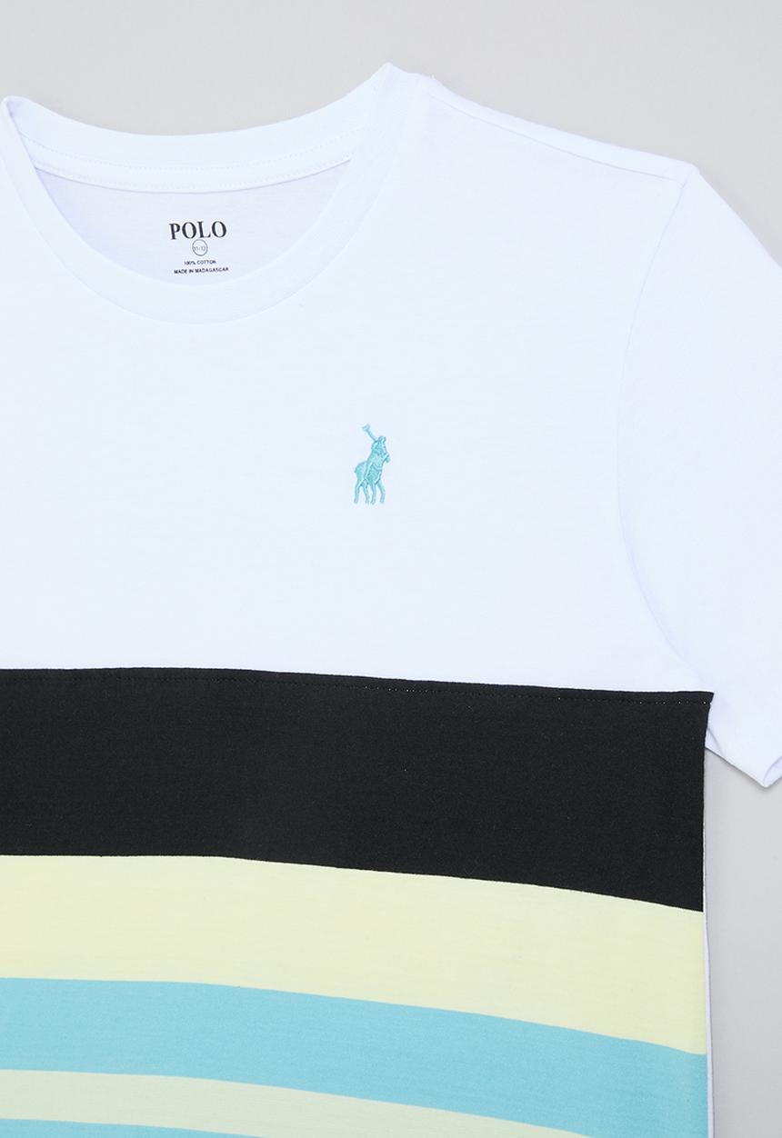 POLO - Boys blake striped ss tee - white
