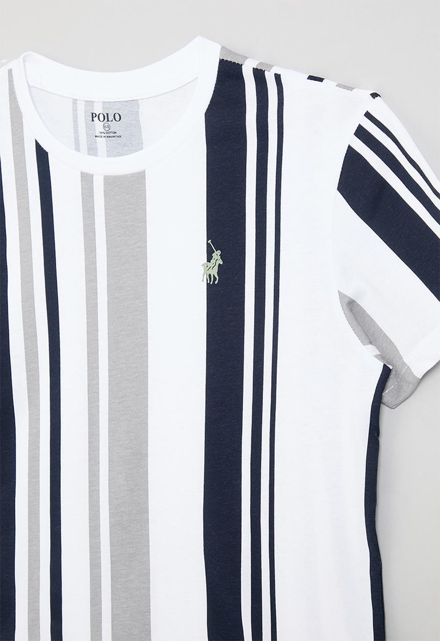 POLO - Boys liam vertical striped ss tee - navy