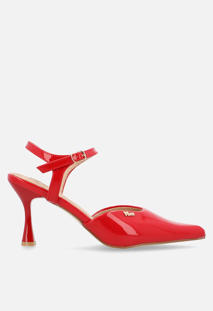 Plum - Anya Closed Toe Ankle Strap - Red