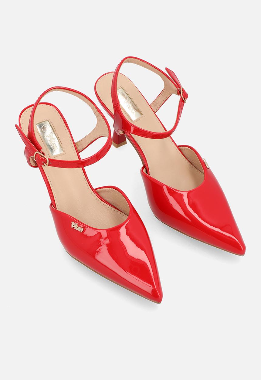 Plum - Anya Closed Toe Ankle Strap - Red