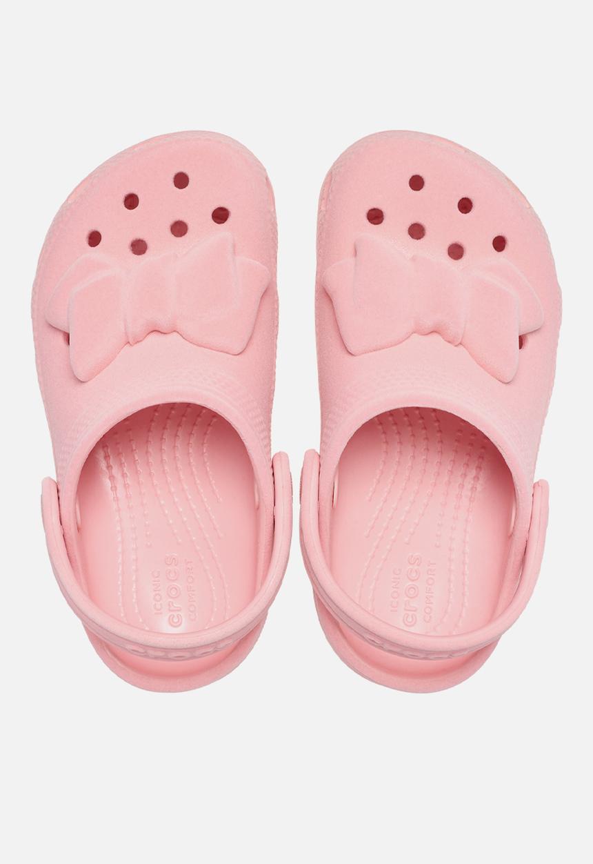 Classic velvet bow clog t-powder pink