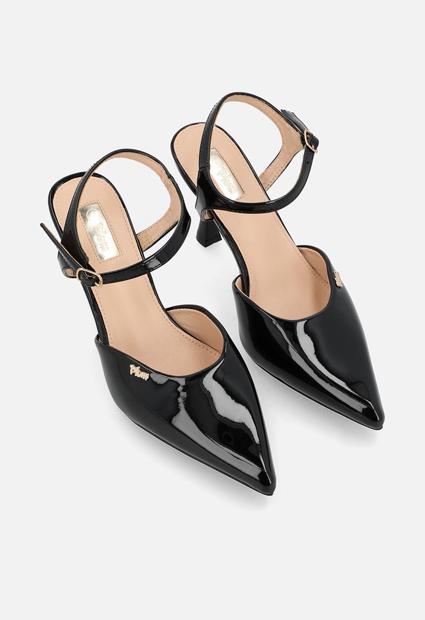 Plum - Anya Closed Toe Ankle Strap - Black