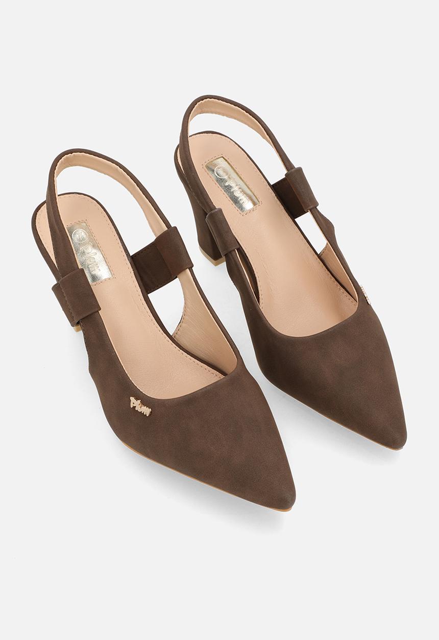 Plum - Amber Closed Toe Slingback - Brown