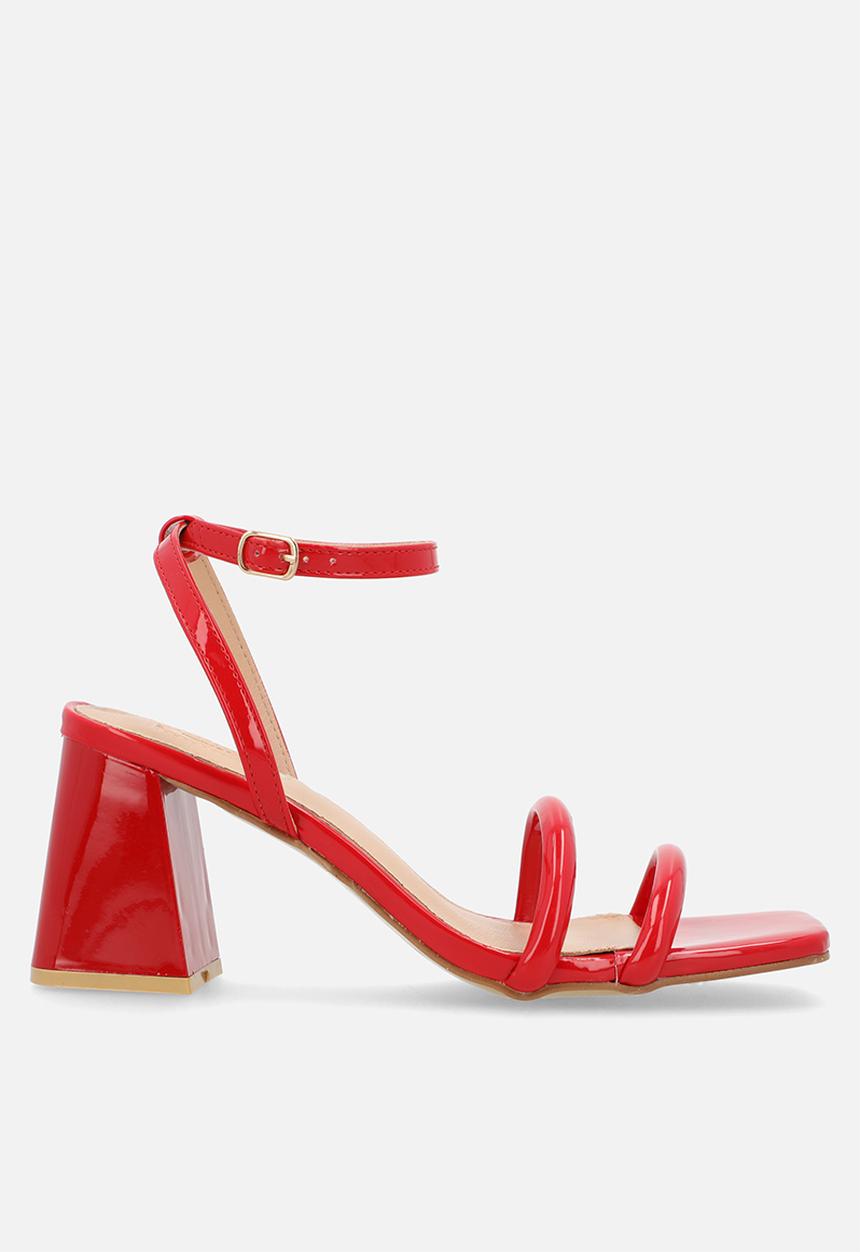 Plum - Shelby Open Toe Ankle Strap - Red