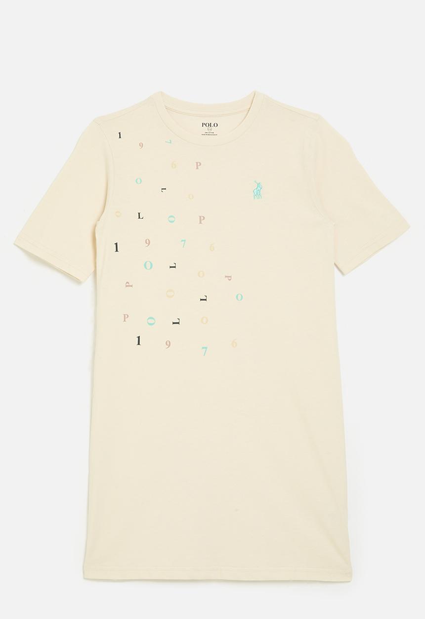 POLO - Girls cara ss printed dress - sand