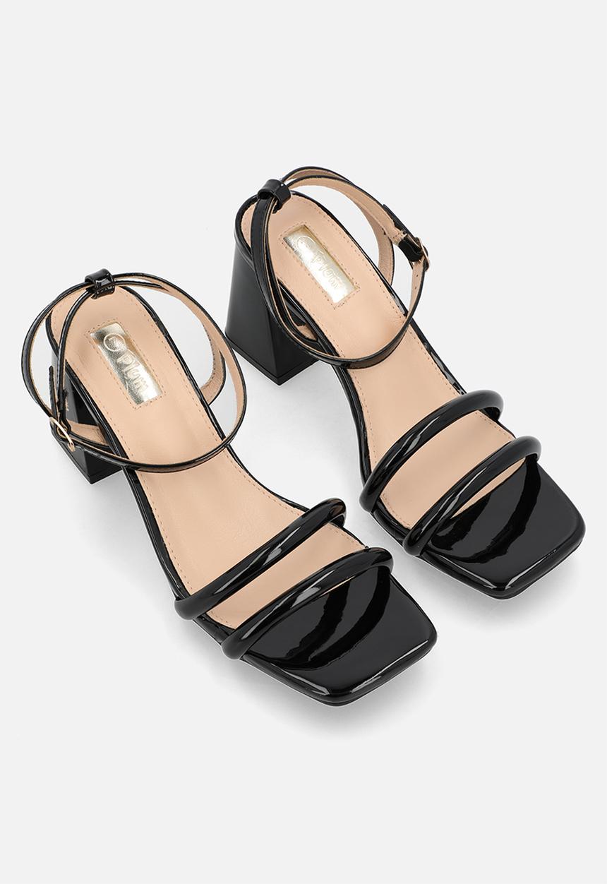 Plum - Shelby Open Toe Ankle Strap - black
