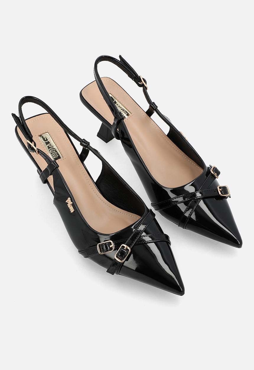 Plum - Ammy Closed Toe Slingback - Black