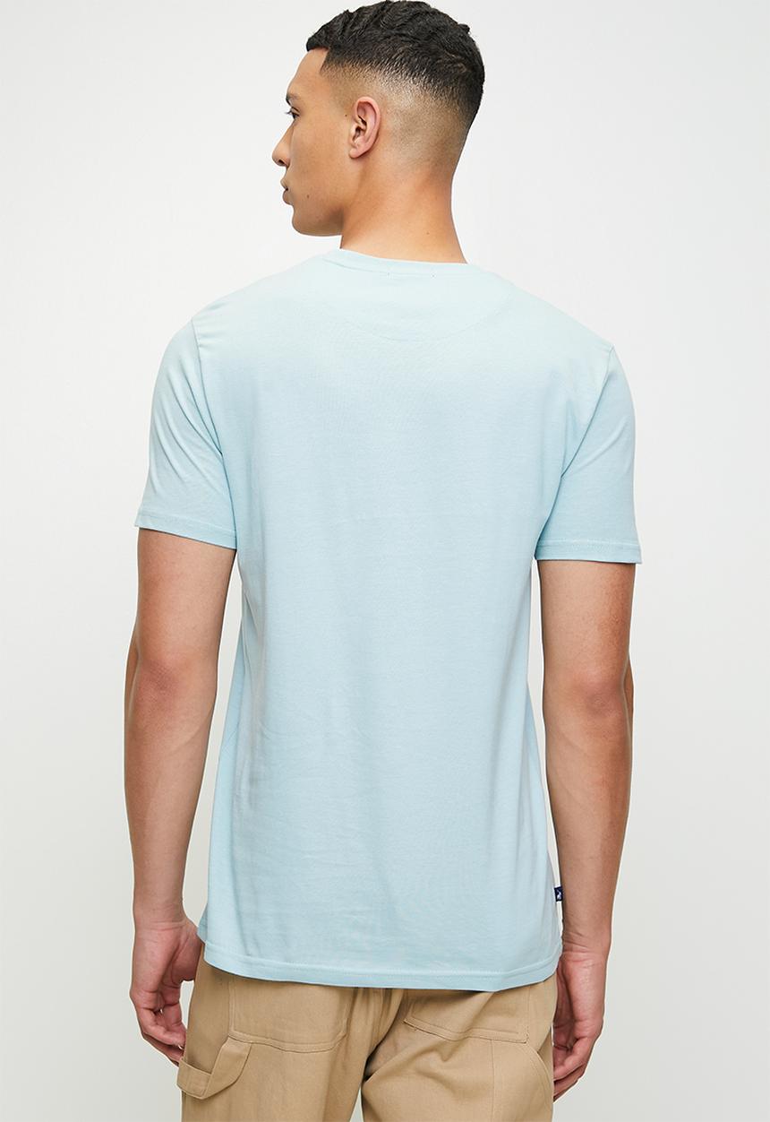 POLO - Bas  linen blend ss t-shirt - light blue