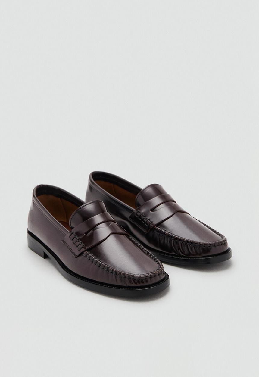 MANGO - Luisa leather loafer - dark brown