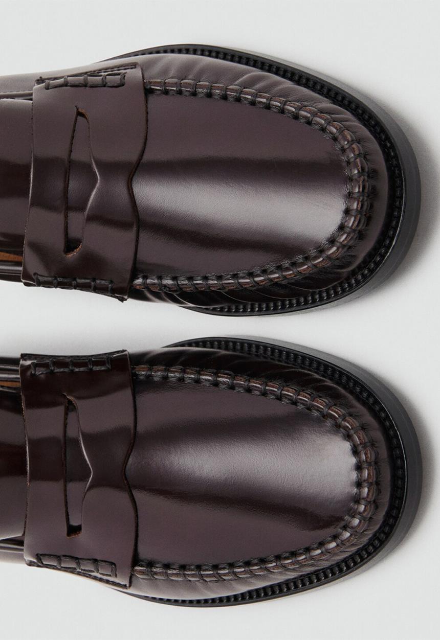 MANGO - Luisa leather loafer - dark brown