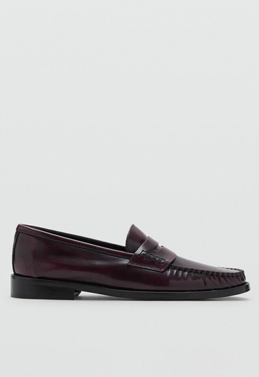 MANGO - Luisa leather loafer - dark red