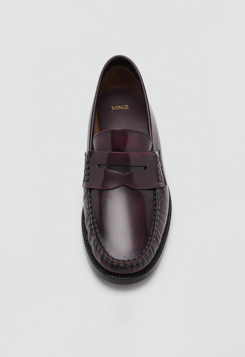 MANGO - Luisa leather loafer - dark red
