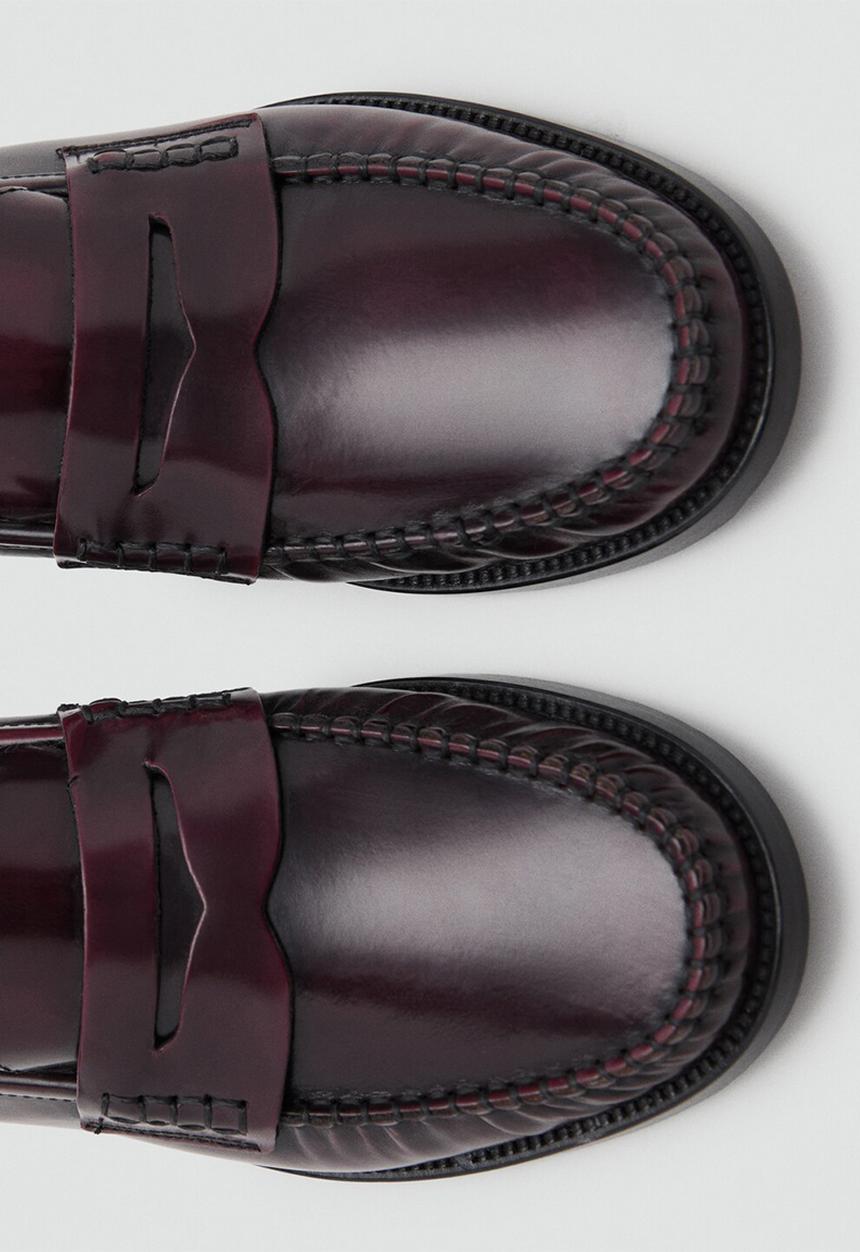 MANGO - Luisa leather loafer - dark red