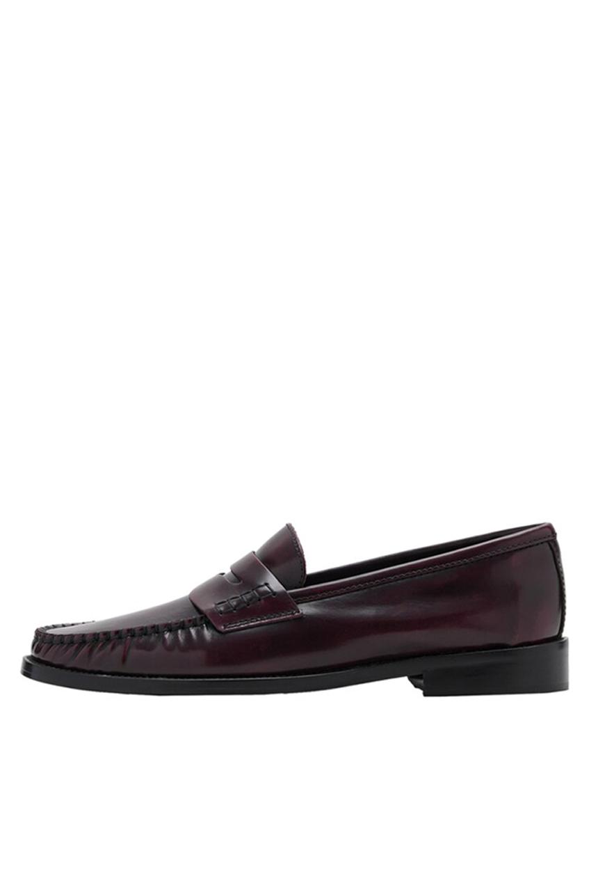 MANGO - Luisa leather loafer - dark red