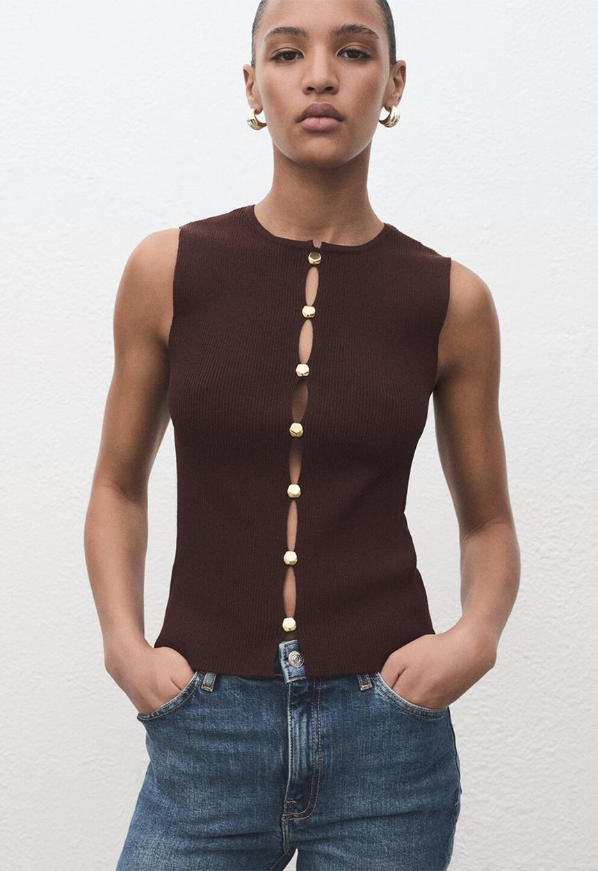 MANGO - Vest mateo -  brown
