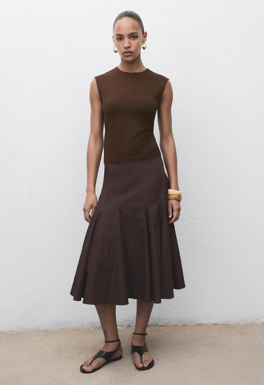 MANGO - T-shirt gala -  brown