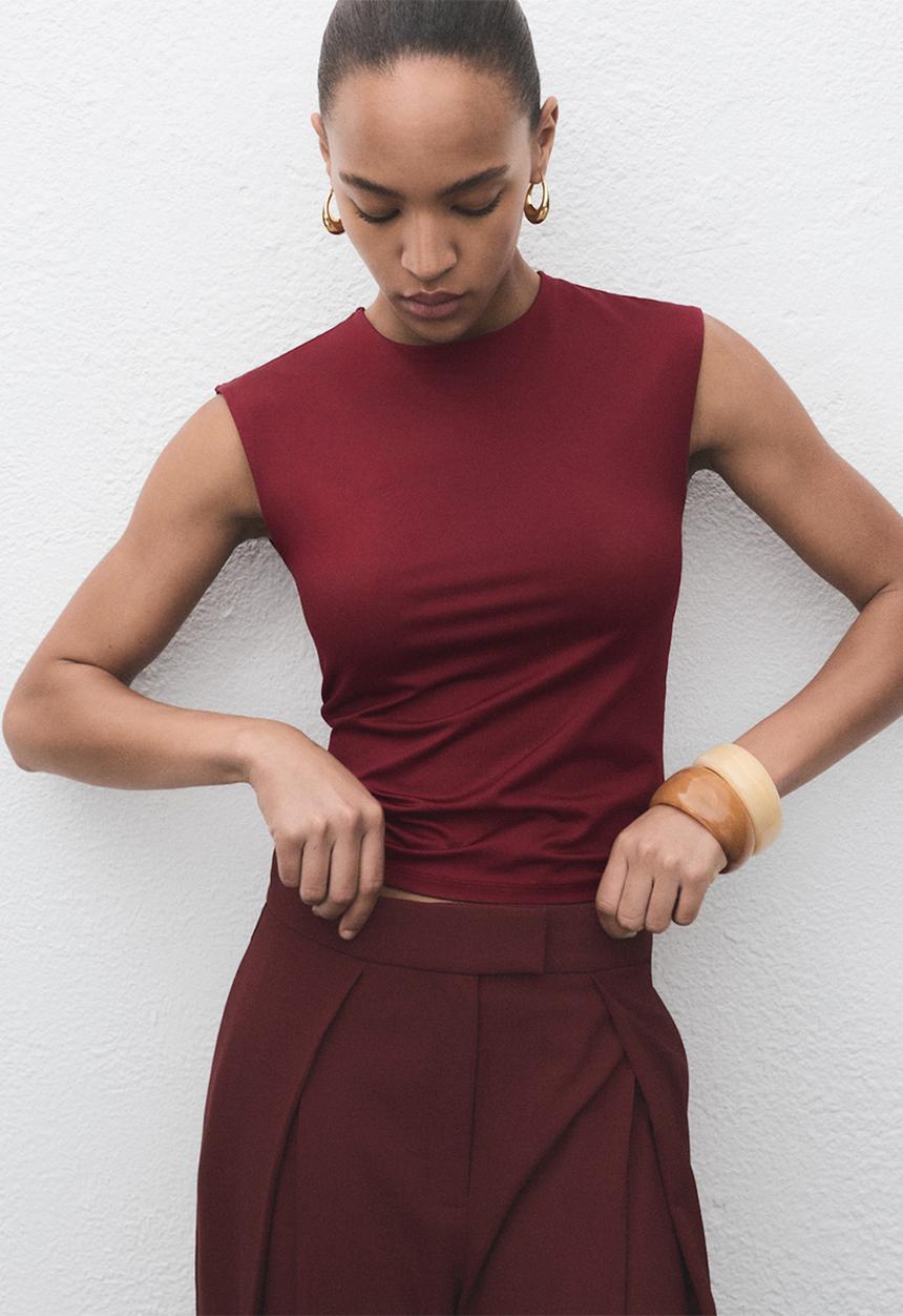 MANGO - T-shirt gala -  dark red