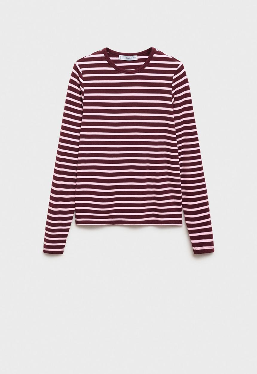 MANGO - Camiseta pico - light pastel pink