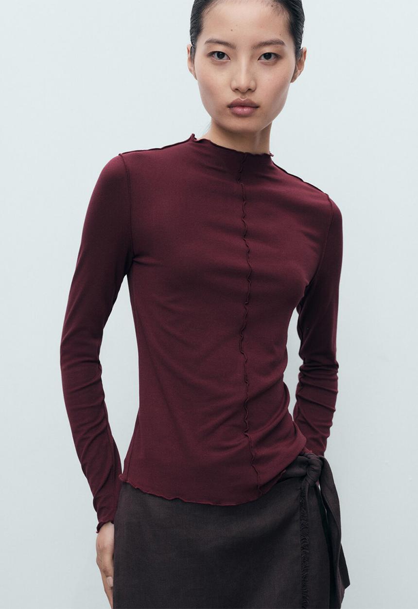MANGO - Camiseta gala - dark red
