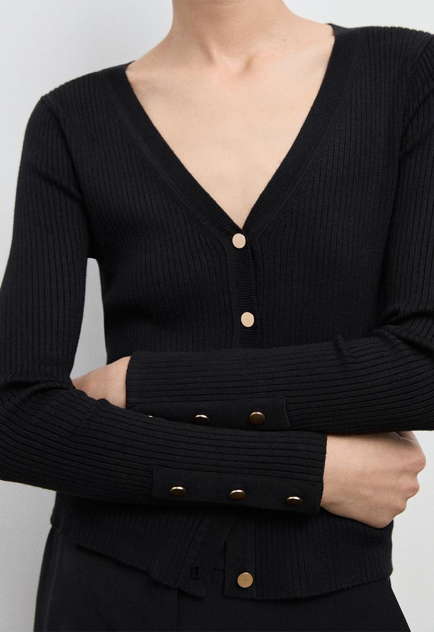 MANGO - Cardigan botona - black