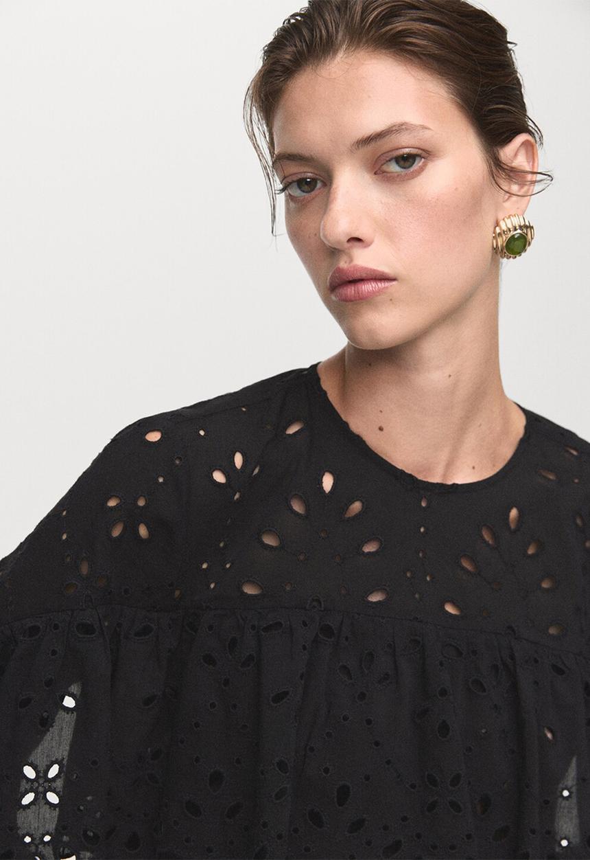 MANGO - Blusa raida - black