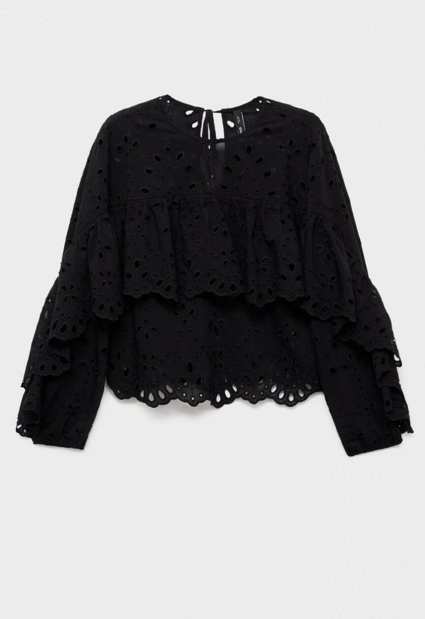 MANGO - Blusa raida - black