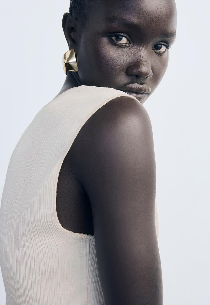 MANGO - Top plis - light beige