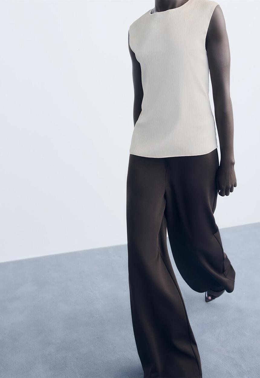 MANGO - Top plis - light beige