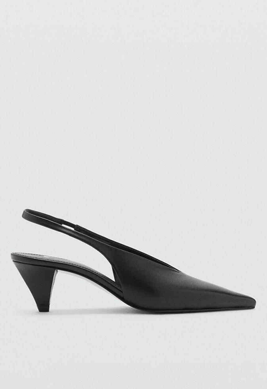 MANGO - Banan leather heel - black