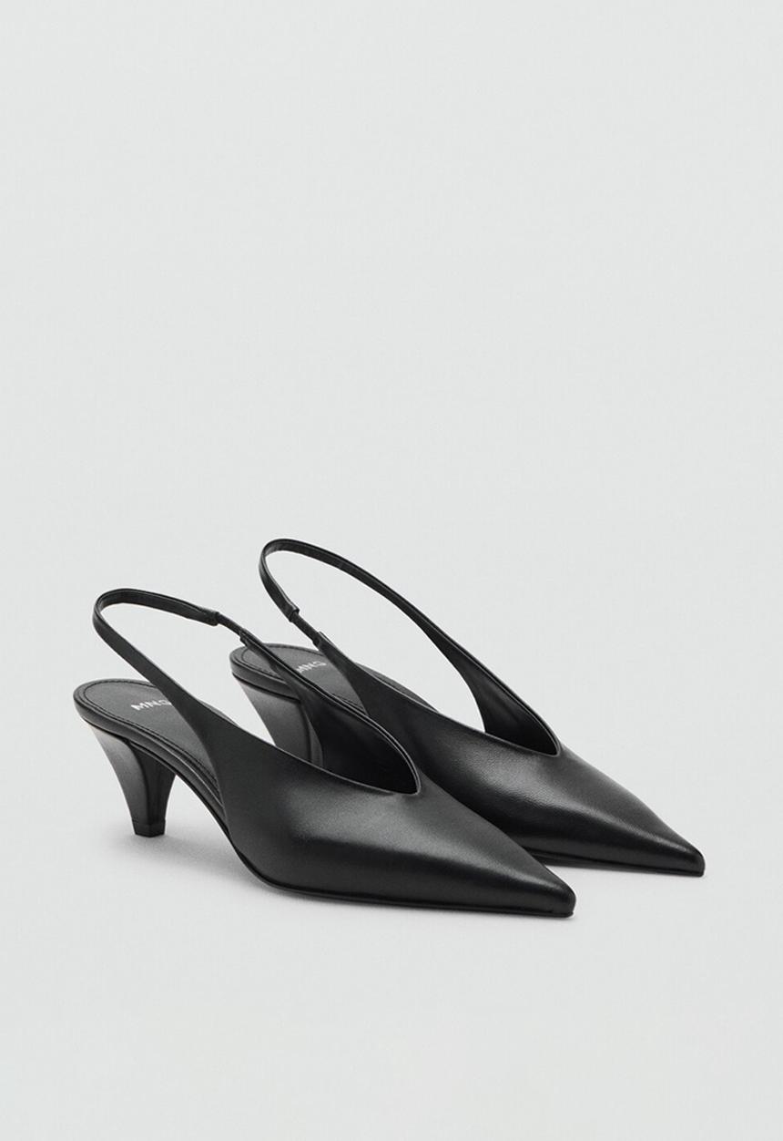 MANGO - Banan leather heel - black