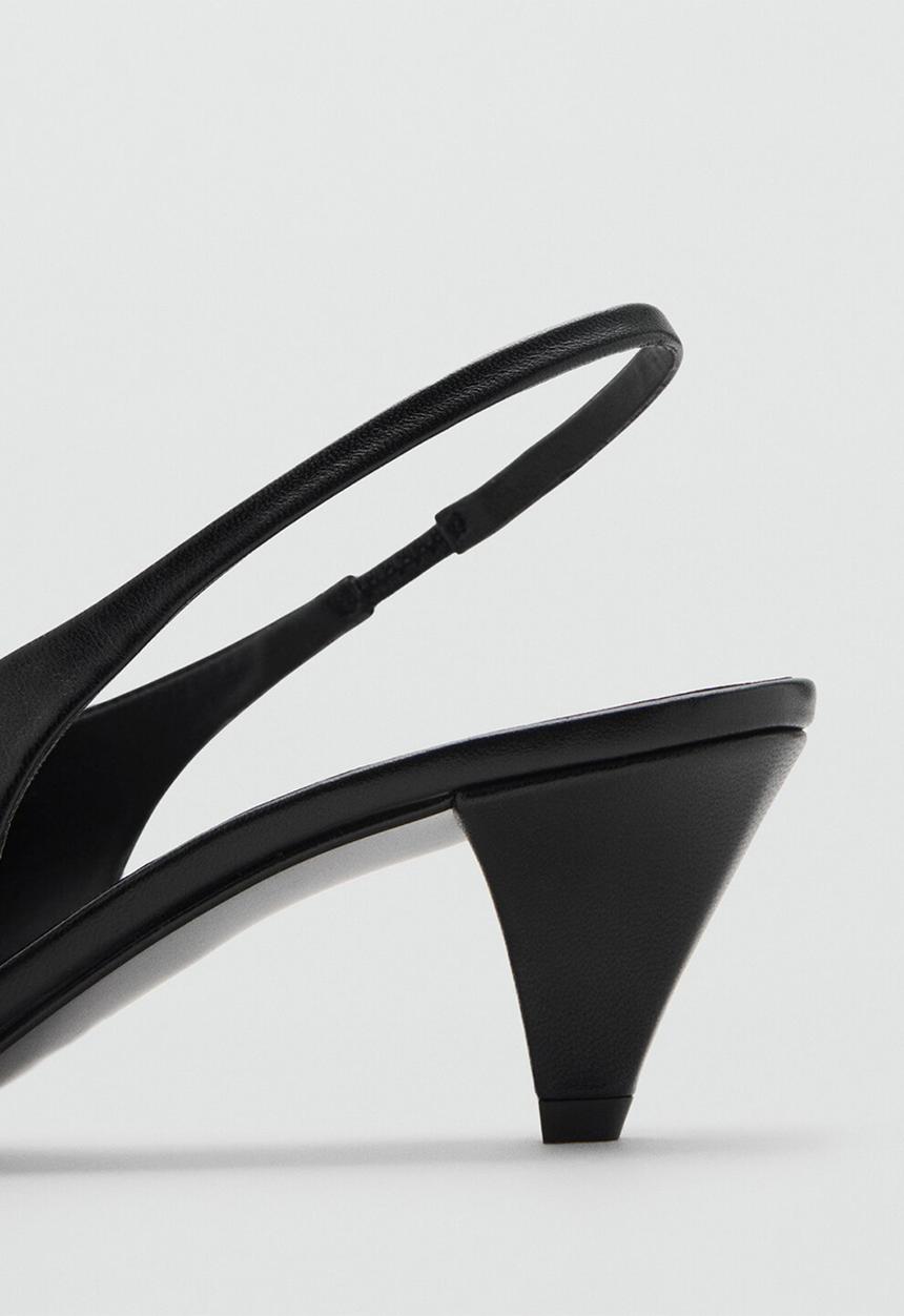 MANGO - Banan leather heel - black