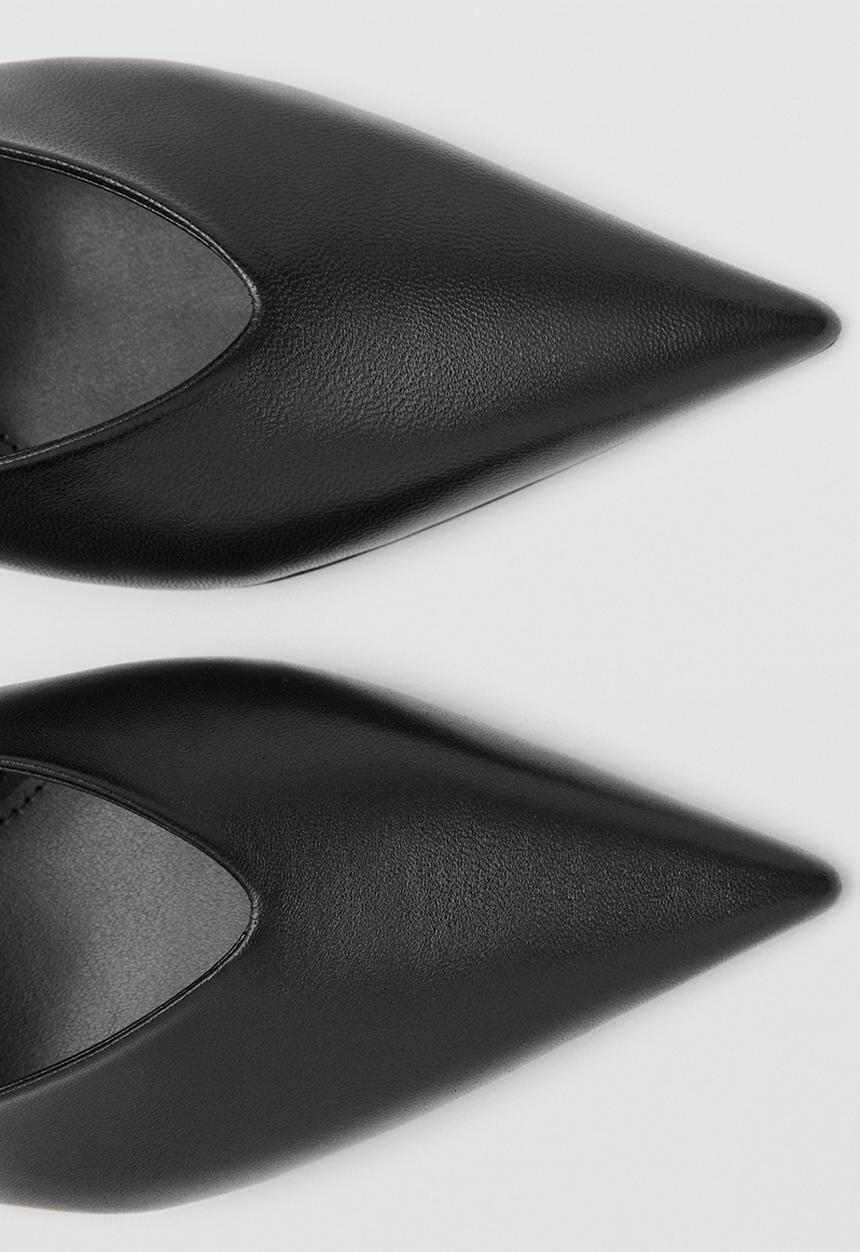 MANGO - Banan leather heel - black