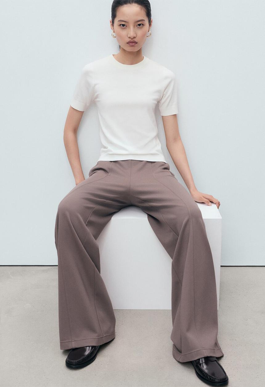 MANGO - Trouser florida - light brown