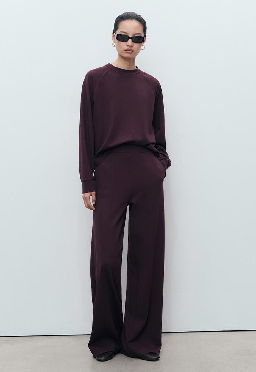 MANGO - Trousers florida  -  dark red