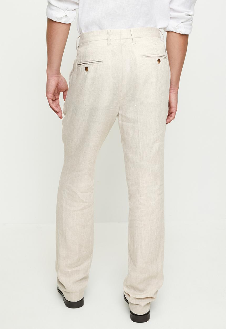 POLO - Wayne custom fit linen trouser - stone
