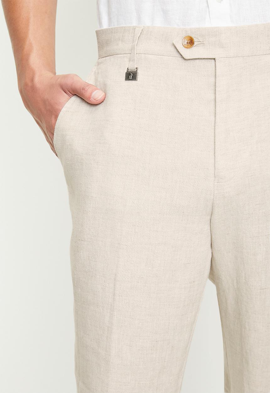POLO - Wayne custom fit linen trouser - stone