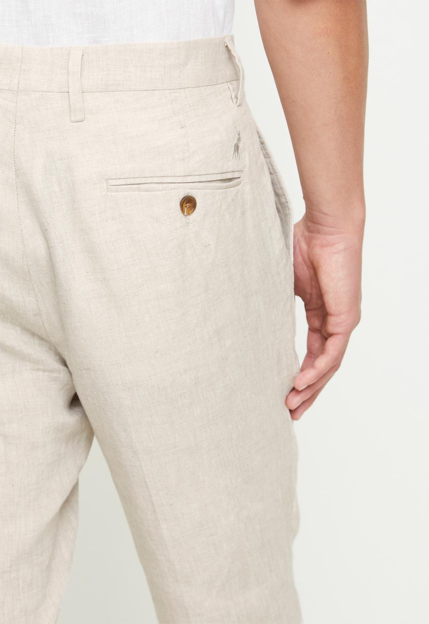 POLO - Wayne custom fit linen trouser - stone