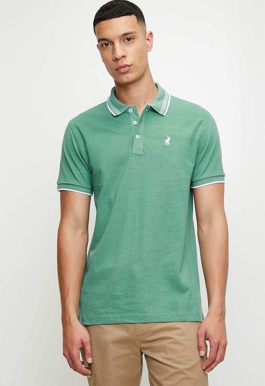 POLO - Bernard short sleeveless tipped melange golfer - aqua