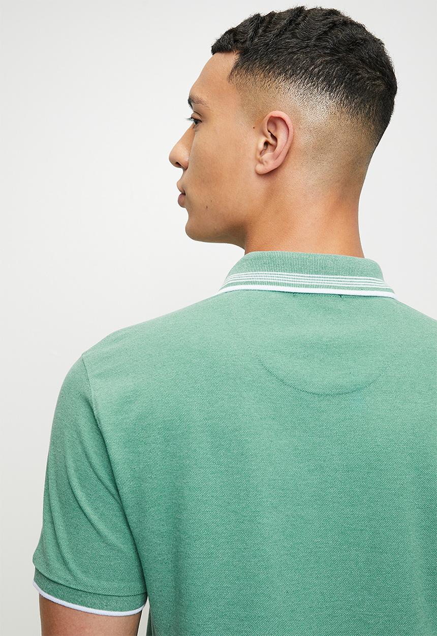 POLO - Bernard short sleeveless tipped melange golfer - aqua