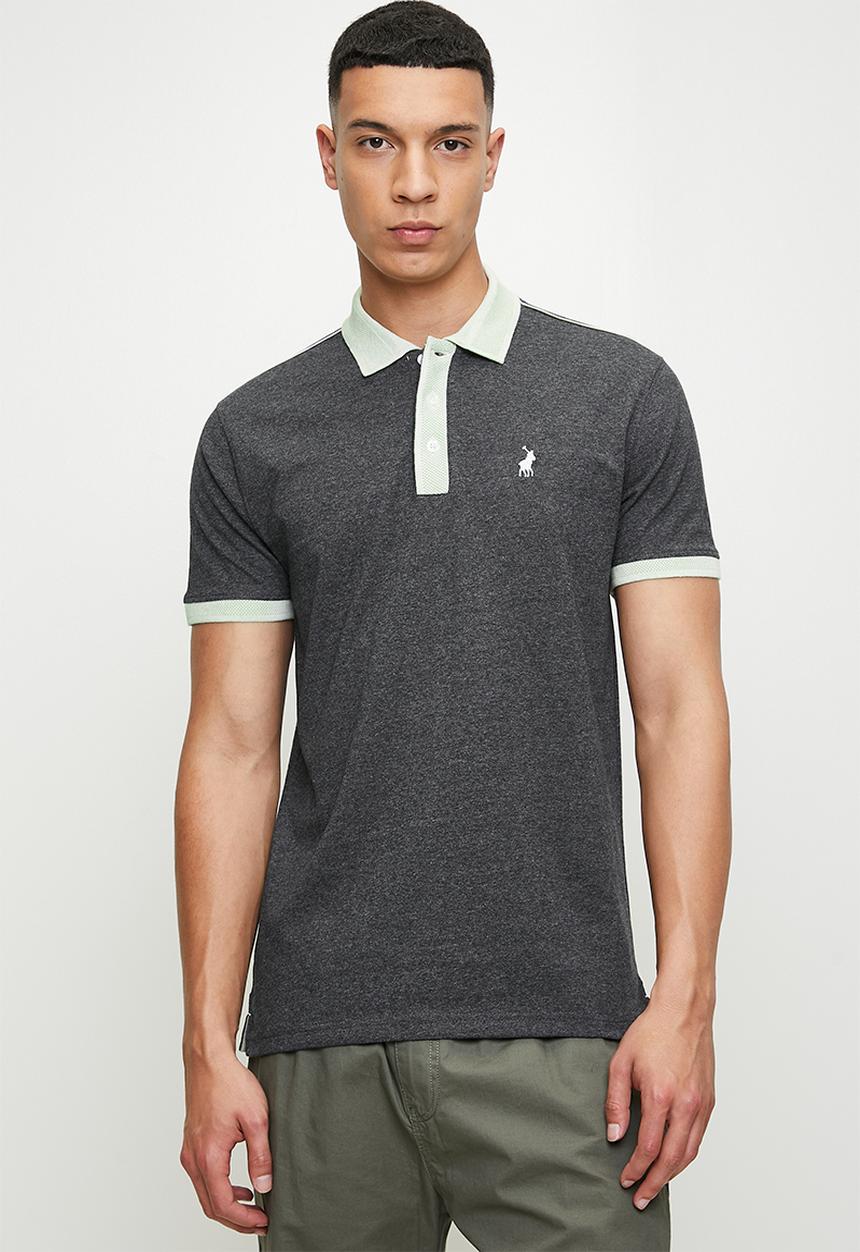 POLO - Vishnu contrast collar piping ss golfer - charcoal melange