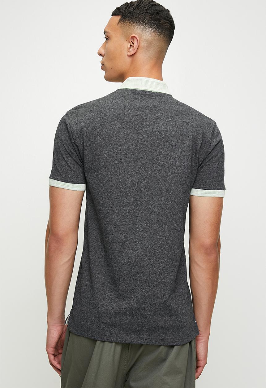 POLO - Vishnu contrast collar piping ss golfer - charcoal melange