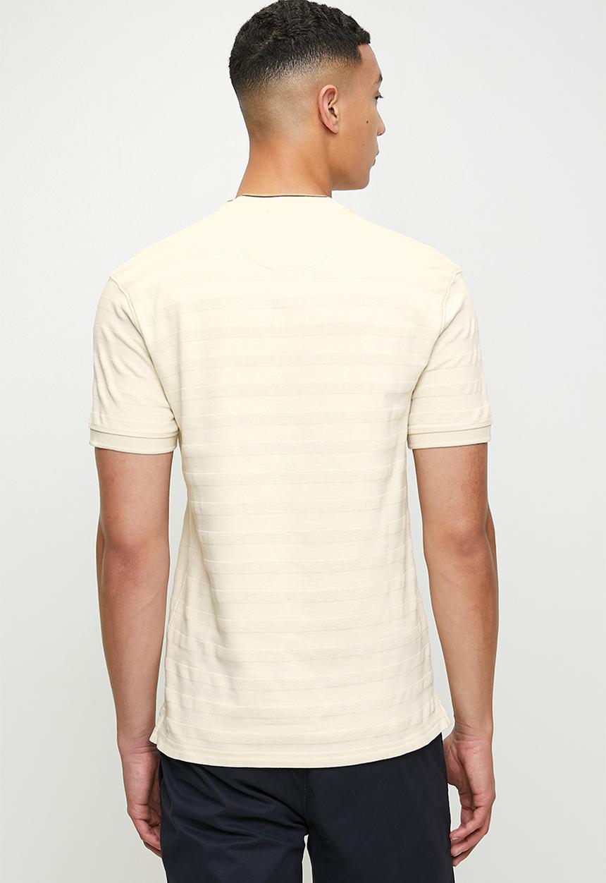 POLO - Benton jacquard short sleeve golfer - stone