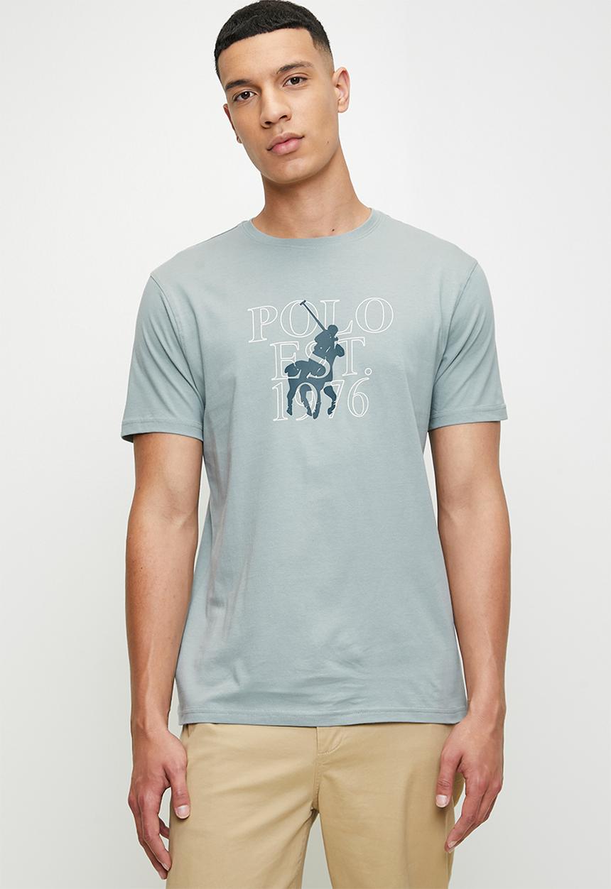 POLO - Brock logo print ss t-shirt - blue