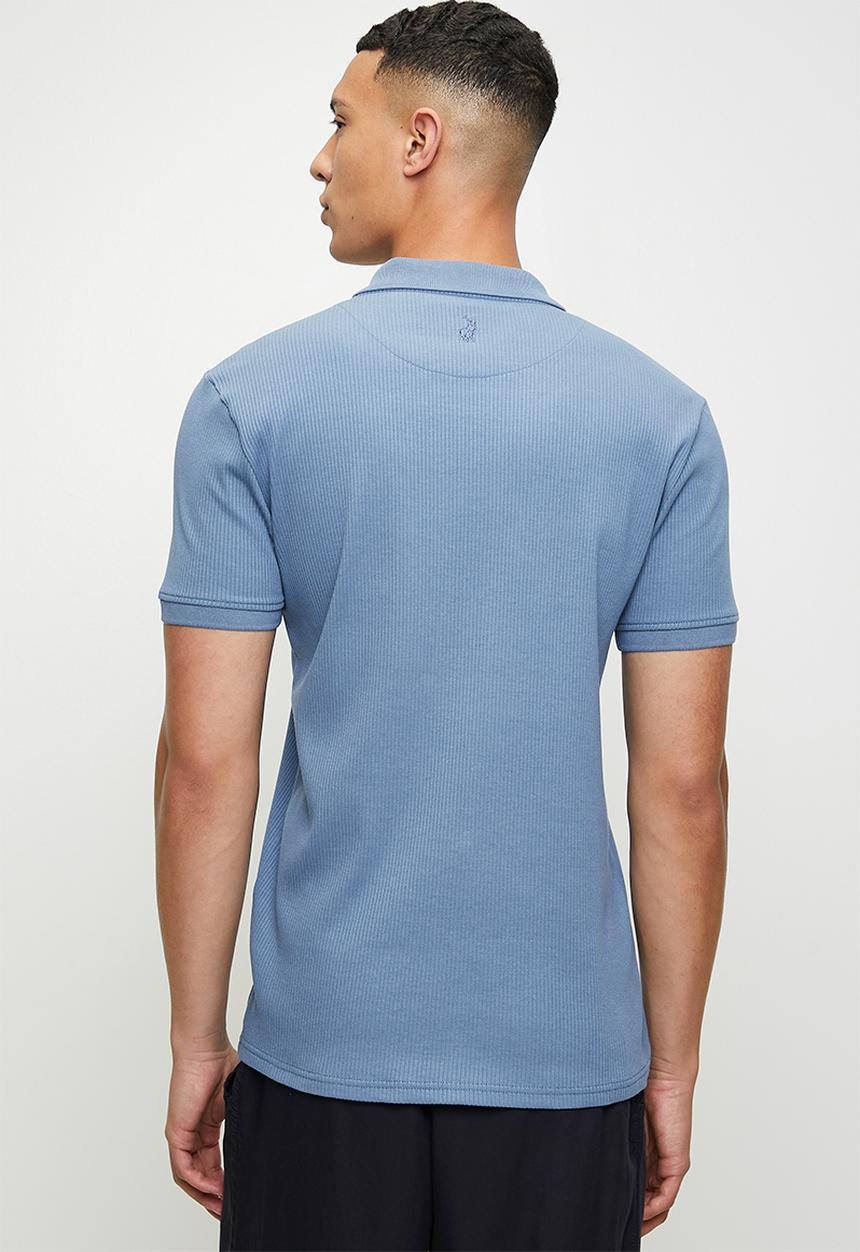 POLO - Kamo pjc ribbed short sleeve golfer - blue