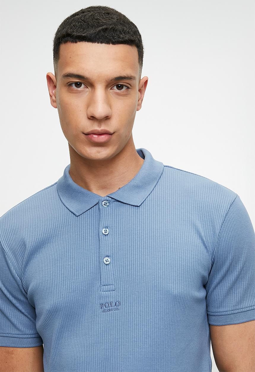 POLO - Kamo pjc ribbed short sleeve golfer - blue