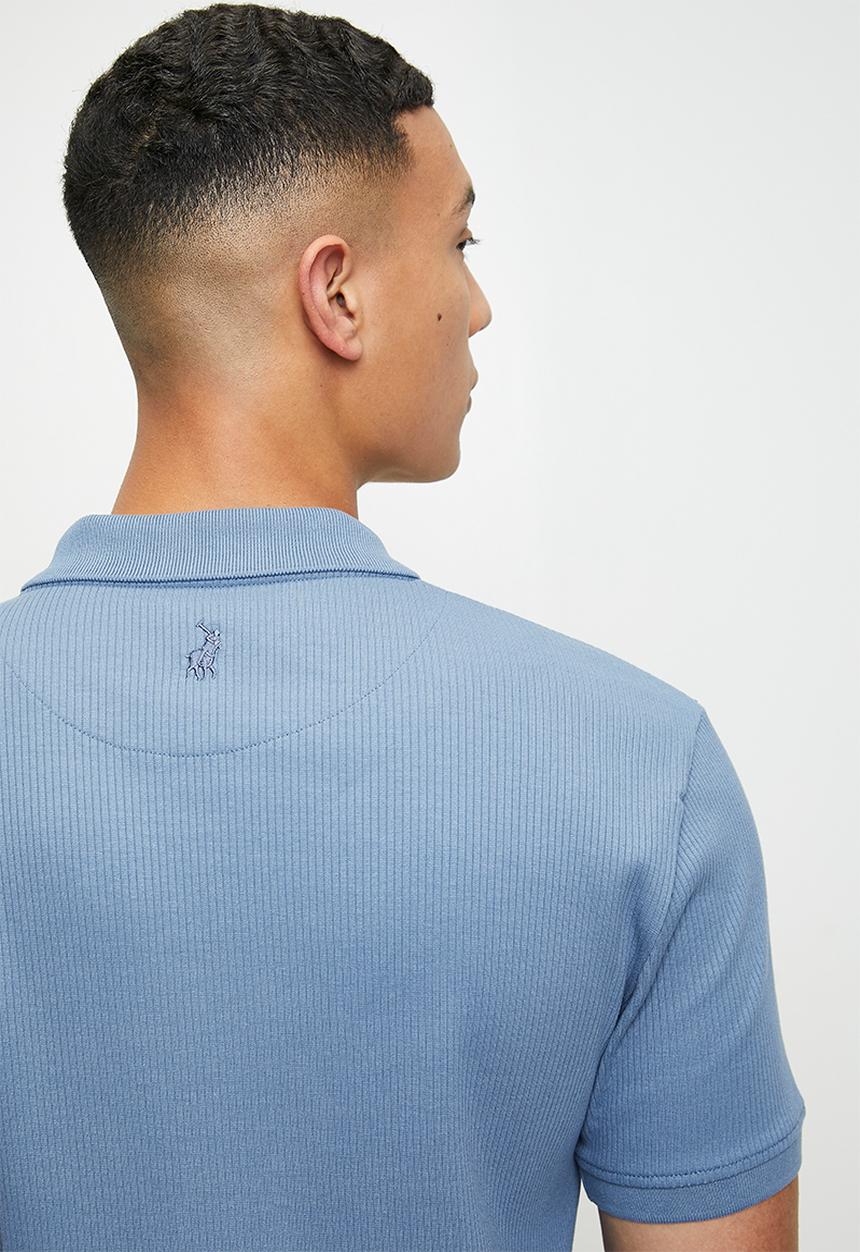 POLO - Kamo pjc ribbed short sleeve golfer - blue