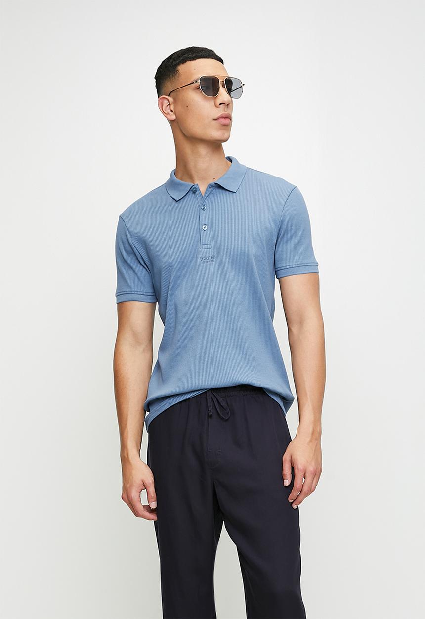 POLO - Kamo pjc ribbed short sleeve golfer - blue