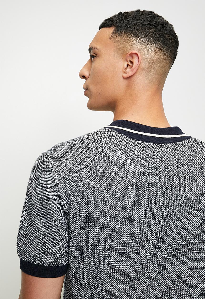 POLO - Andy textured tipped knitted golfer - navy