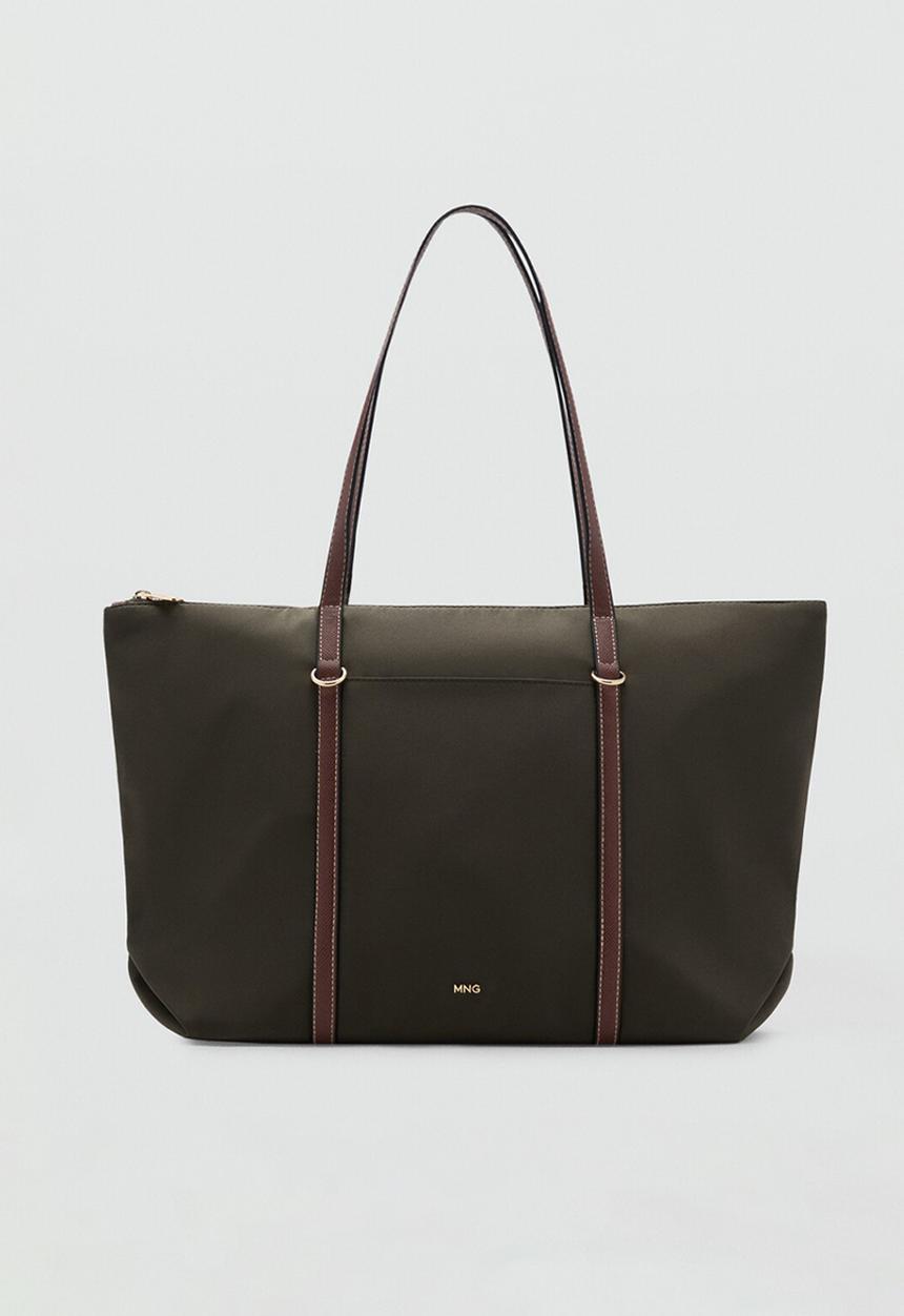 MANGO - Cobalt tote bag - brown/khaki